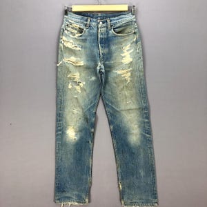 W32 Vintage 70s Levis 501 Distressed Jeans Stonewash Levi&#39;s Womens High Rise Pants Levis Faded Ripped Denim Levis Boyfriend Jeans 32x32