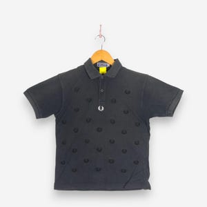 Vintage Fred Perry Polo Shirt Small Fred Perry Multi Laurel Wreath Logo Polo Tee Sportswear Mod Style Embroidered Design Black Size S