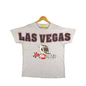 Vintage jaren 90 Last Vegas Tourist Casino T-shirt groot 1995 Las Vegas Poker nieuwigheid Tee grijs shirt met ronde hals cadeau voor vriendin Tees maat L