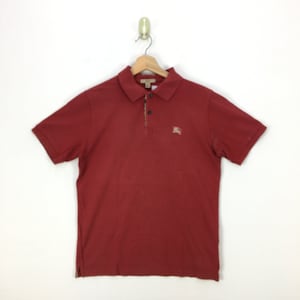 Vintage Burberry Brit Polo Shirt Small 90er Jahre Burberrys Womens Casual Wear T Shirt Burberry's England Polos Rotes Shirt Größe S
