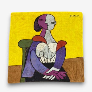 Vintage 90s Picasso Handkerchief Arts Bandana Artworks Pocket Squares Neckerchief Headband Womens Accessories Scarf Gift for Her