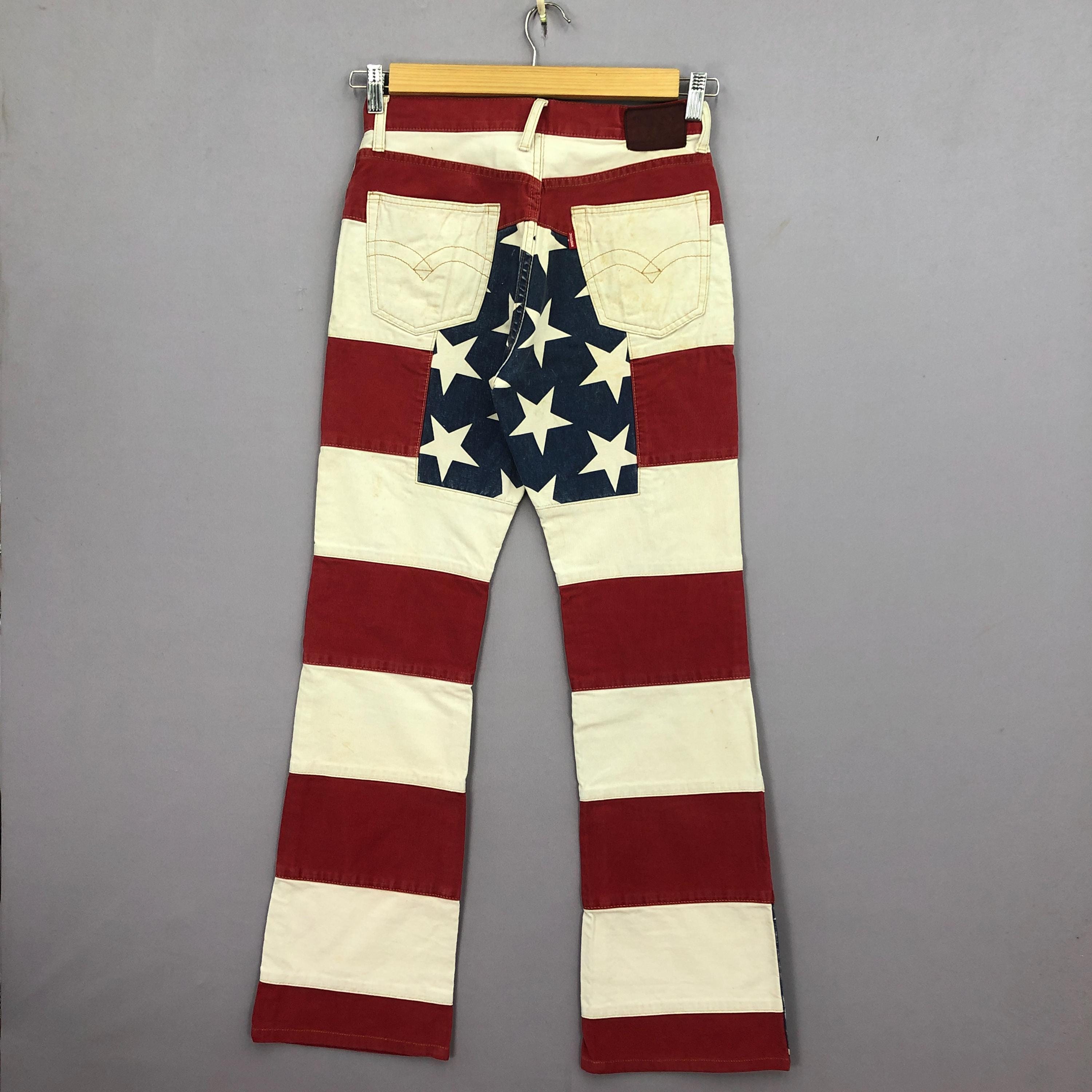 パンツ 00s hysteric glamour border pants kakko W27 Vintage Hysteric Glamour American Flag Hagi Jeans 90s Hysteric