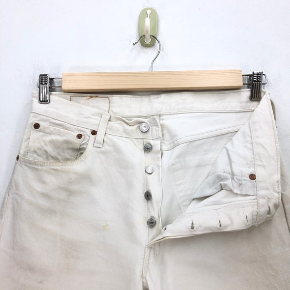 Size 31x30 Vintage Levis 501 Off Dirty White Jean… - image 6