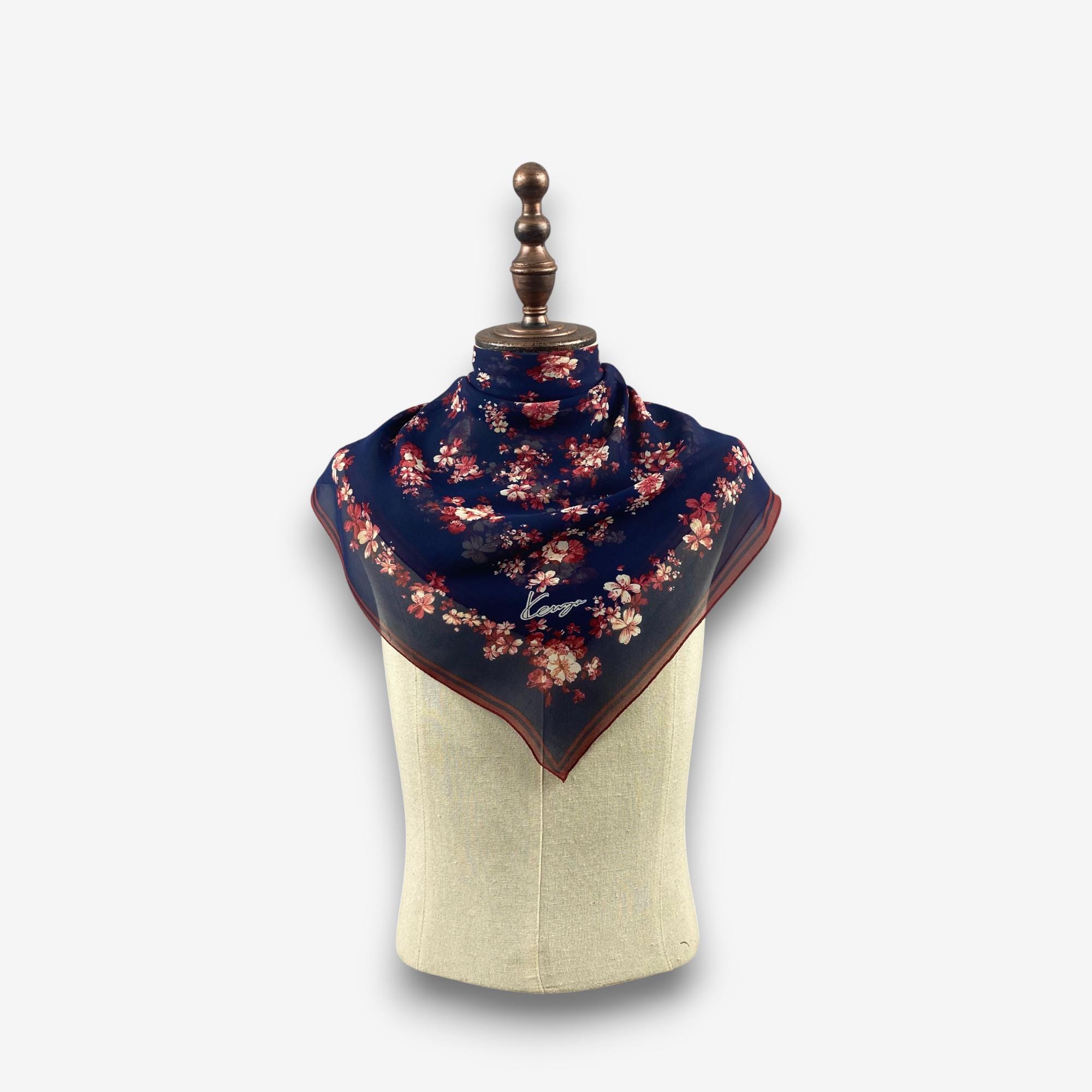 Buy Vintage 90s Kenzo Silk Scarf, Floral Bloom Twill Silk Scarves