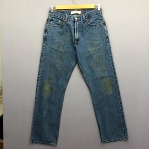 W32 Vintage Levis 505 Light Wash Jeans Y2K Womens High Waisted Levis Pants Faded Stone Wash Denim Cyberpunk Levi&#39;s Mom Jeans Size 32x30
