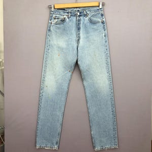 W32 Vintage Levis 501 Faded Jeans, 90s Womens High Rise Pants, Levi&#39;s Ripped Straight Leg Classics Denim, Levis Boyfriend Jeans Size 32x34