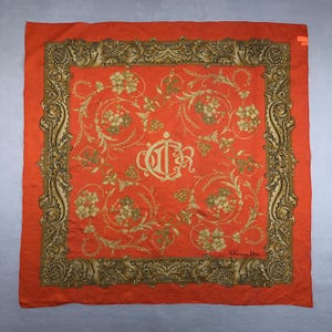 Vintage Christian Dior Silk Scarf, Vintage Silk Neck Scarf, Vintage 90s Twill Stole Silk Muffler, Vintage Classic Wraps Silky Shawl Scarves