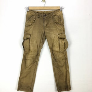 Pantalones cargo japoneses vintage W30 Y2K para mujer, pantalones de cintura alta, pantalones cargo con múltiples bolsillos, pantalones tácticos militares, talla 30x28