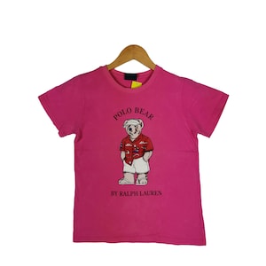 Vintage Polo Bear by Ralph Lauren Hawaiian Summer Outfit Tshirt Small Pink 90&#39;s Polo Sport Summer Holiday Shirt Polo Bear Tees Size S