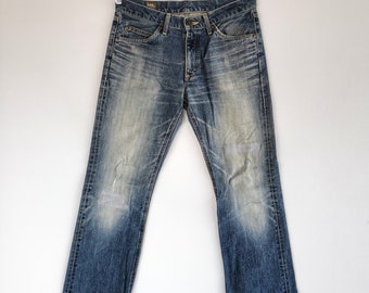 W31 Rusty Vintage Lee Distressed Jeans Vintage High Waisted Straight Leg Pants Medium Blue Light Wash Denim Dirty Lee Mom Jeans Size 31x28