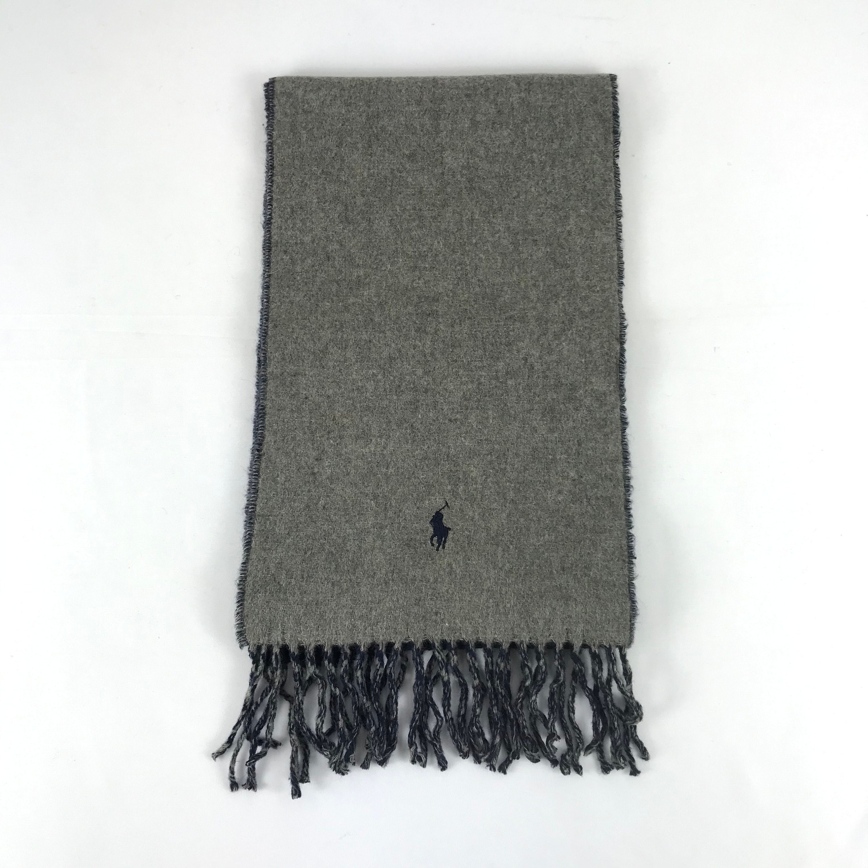 Vintage Wool Polo Ralph Lauren Grey & Tan Scarf
