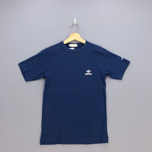 Vintage Adidas T-Shirt 90s Adidas Mens Casual Shirt Adidas Crewneck Japanese Tee XSmall Menswear Clothing Tops Navy Color Size XS
