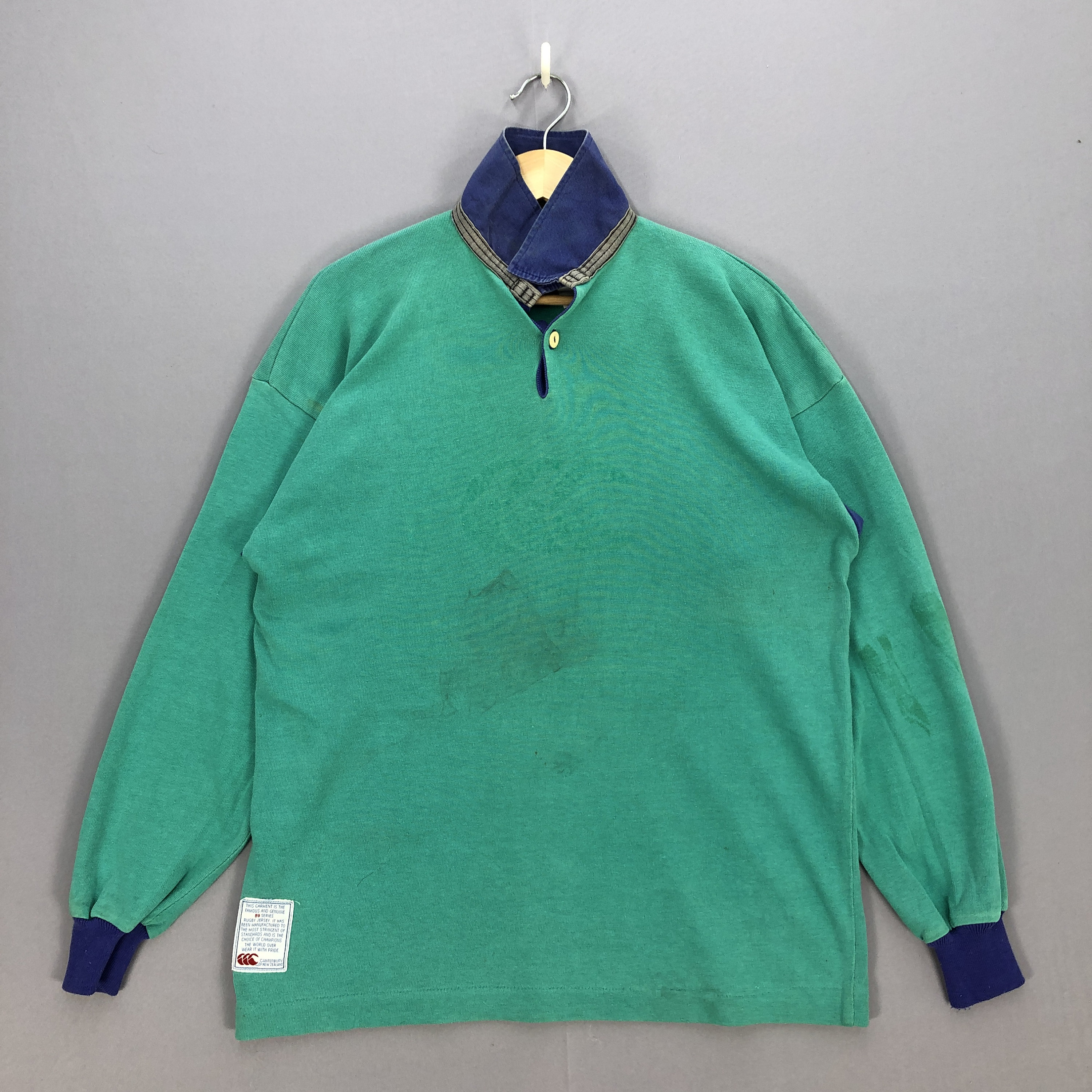 Maillot De Rugby Vintage Canterbury – Taille L, Manches Longues, Fabriqué En Nouvelle-Zélande