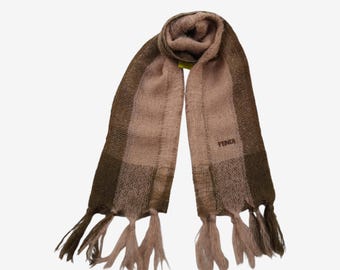 Vintage Fendi Lambswool Scarf Fendi Wool Scarves Muffler Wrap Fendi Winter Accessories Scarves Luxury Fendi Christmas New Year Gift
