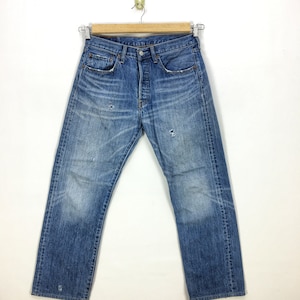 W32 Vintage Levi&#39;s 501 Light Wash Jeans Y2K Levis Faded Blue Denim Levis Womens High Rise Pants Levis Boyfriend Jeans Size 32x27