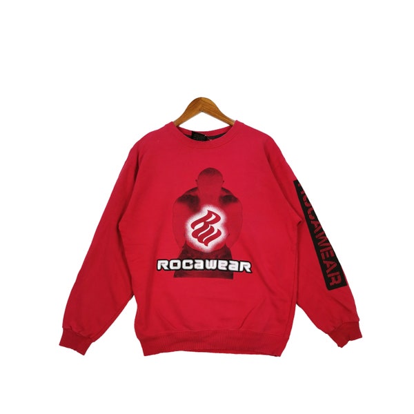 90s Roca Wear Spellout Logo Print Sweatshirt Roca Wear Crewneck Pullover Womans Jumper Clothing Streetwear Roca Wear Red Large Size L