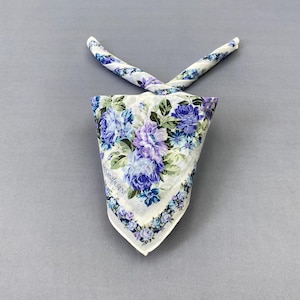 Vintage YSL Floral Handkerchief Yves Saint Laurent Bandana Womens Accessories Neckerchief Pocket Square Neck Scarf Babushka Gift for Her