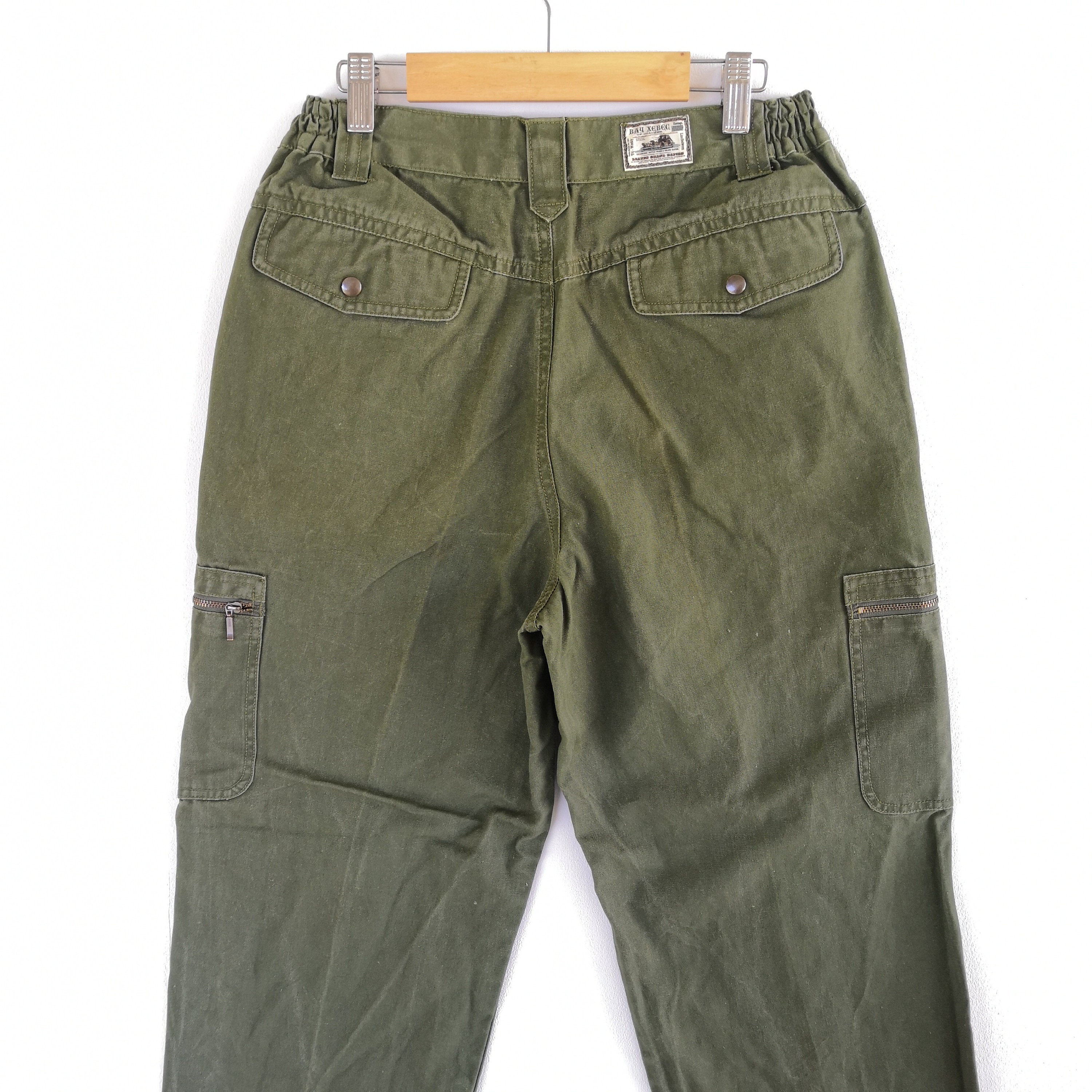 W26 Bay Xebec Cargo Pants Green Japanese Y2K Womens High