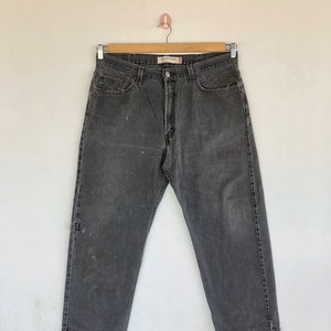 W33 Vintage Levi&#39;s 550 Faded Black Jeans 90s Levis Women Baggy Denim Light Wash Levis High Rise Pants Levis Mom Jeans Size 33x26