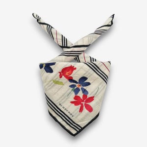 Vintage Burberry Handkerchief, Burberry&#39;s Bandana Accessories, Burberrys Pocket Square, Neckerchief Pocket Square New Year Gift for Her