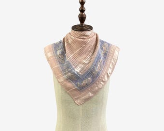 Vintage Paisley Silk Scarf, Grey Striped Twill Silky Scarves, Polka Dot Pattern Muffler, Japanese Neck Accessories Scarves