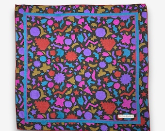 Pañuelo floral vintage de YSL, bandana de Yves Saint Laurent, accesorios para mujer, pañuelo de bolsillo, bufanda para el cuello, regalo de Babushka para ella