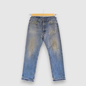 W33 Vintage 80s Levis 501 Released Hem Jeans Women&#39;s High Waisted Jeans Levis Button Fly Denim Light Wash Levis Mom&#39;s Jeans Size 33x31