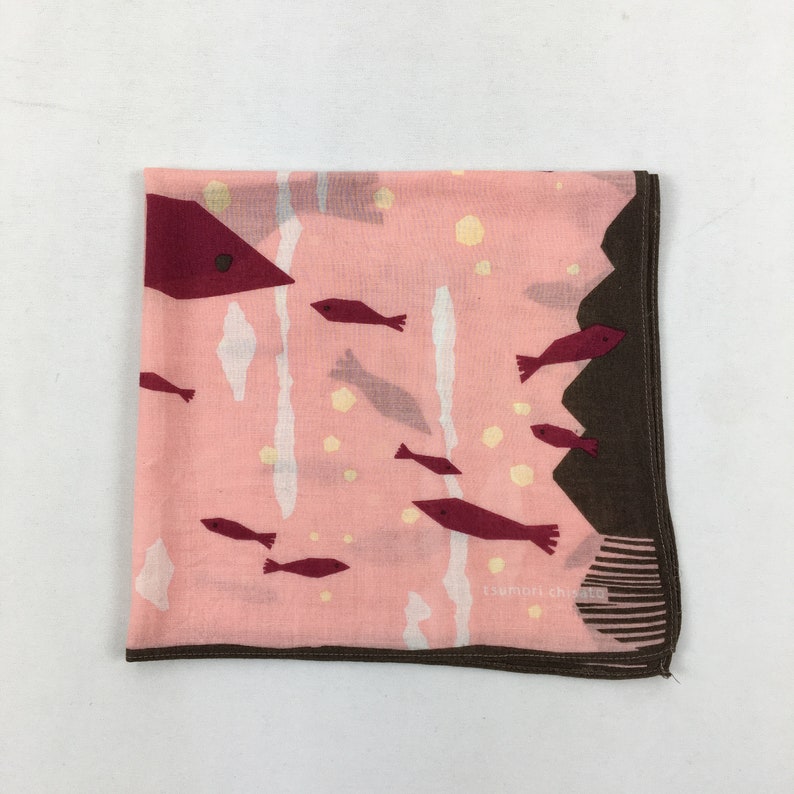 VINTAGE JAPANESE HANDKERCHIEF Authentic Hair Tsumori Chisato Silk Bandana Luxury Pocket Square Accessories Face Mask Art Designer Headband