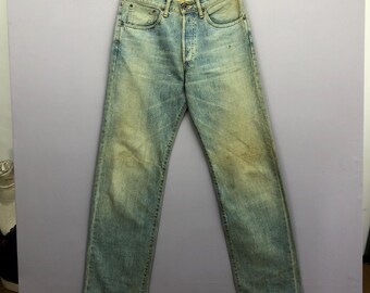 Jeans vintage Edwin con cimosa W30, pantaloni da donna a vita alta Edwin Y2K, jeans Edwin Girlfriend in denim Redline lavato fango, taglia 30x34