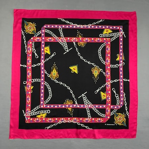 Vintage M.Borromeo Scarf, Twill Silk Scarf, Vintage Silk Muffler, Vintage Neck Scarf, Vintage Neck Accessories, Vintage Italian Scarves