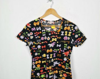 Tシャツ・カットソー NINA RICCI Women Tops 24AJT0036PA0491 U9000 Black Vintage Nina Ricci T Shirt Size 4 Cotton 90s Floral Rainbow