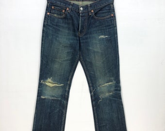 W31 Vintage Levi's 577 Bell Bottom Distressed Jeans 90s Women High Rise Pants Levis Flare Bootcut Wide Leg Denim Levis Mom Jeans Size 31x32