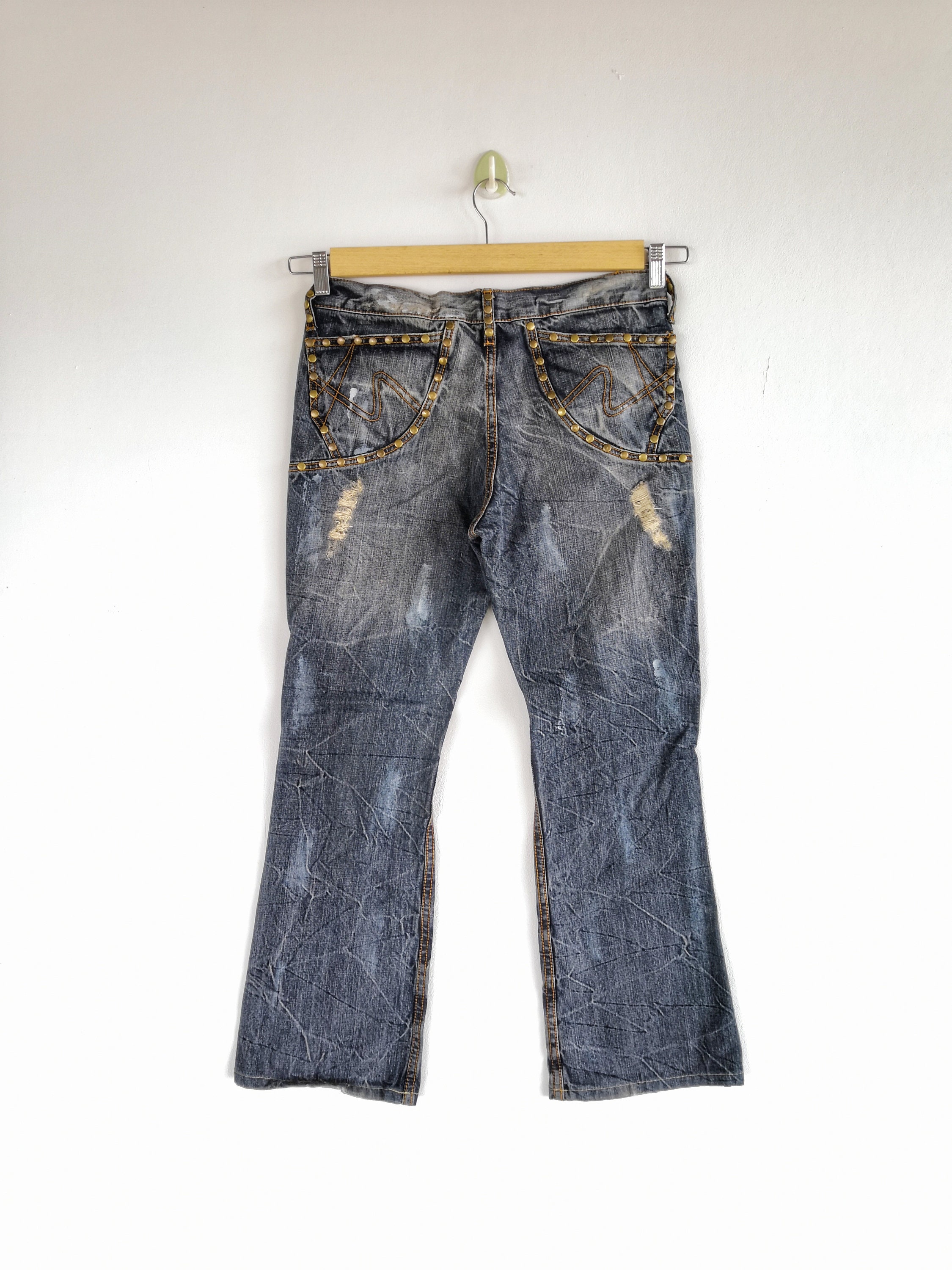 W31 Vintage Semantic Design Distressed Jeans 90s Womens Wide W31 Vintage Semantic Design Distressed Jeans 90s Womens Wide