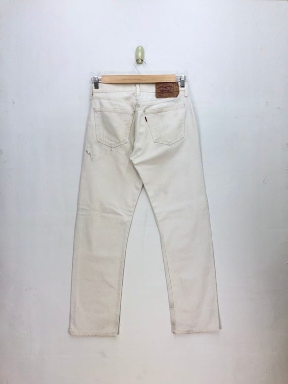 Size 31x30 Vintage Levis 501 Off Dirty White Jean… - image 2