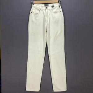 W27 Vintage Versace White Denim 90s Versace Jeans Couture Straight Pants Classics Womens High Rise Versace Girlfriend Jeans Size 27x32
