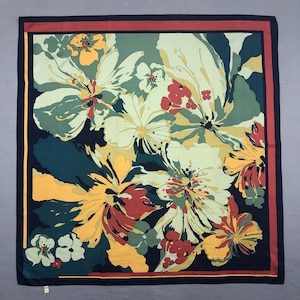 Vintage Silk Neck Scarf, Vintage Silk Stole Scarf, Vintage 80s Silk Muffler, Vintage Classic Silky Scarf, Vintage 80s Shawl, Square Scarf