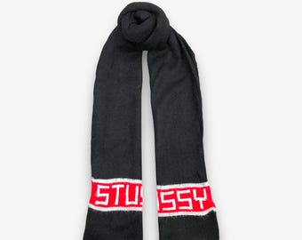 Vintage Stussy Wool Scarf Stussy Lambswool Ribbed Scarves Winter