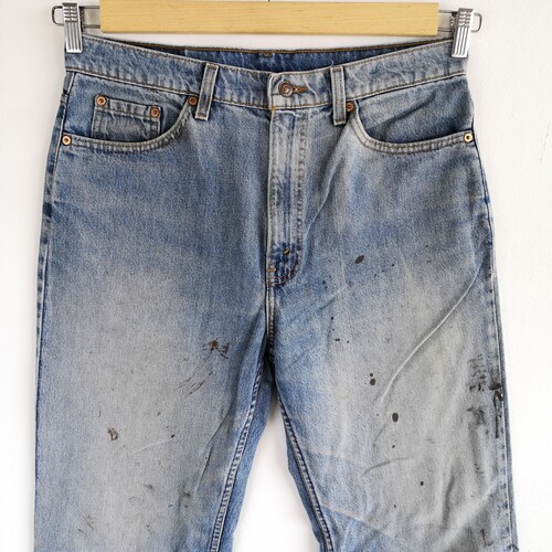 Vintage Levis 520 Jeans Paint Splatter Denim Levi High Waist Jeans Vintage Levi's Pants Medium shops Blue Wash Gift Unisex Straight Size 33x31