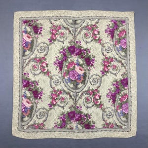 Vintage Silk Neck Scarf Vintage Silk Stole Scarf Vintage Floral Silk Muffler Vintage Classic Silky Scarf Vintage 80s Shawl Square Scarves