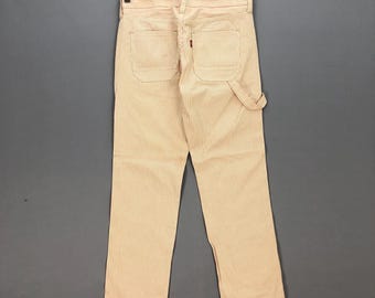 W32 Vintage Levis Carpenter Baggy Striped Jeans 90s Womans High Rise Levi&#39;s Pants Levis Loose Workers Denim Levis Mom Jeans Size 32x31