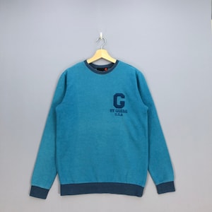 Vintage Guess Sweatshirt 90s Guess G Script Logo Sweater Guess Crewneck Jumper Small Guess Blue Color Womens Casual Clothing Pullover Size S