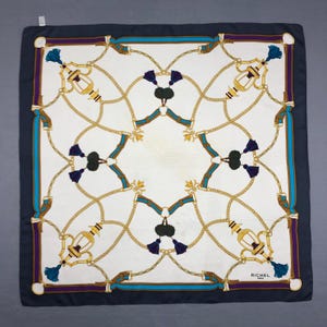 Vintage Richel Silk Scarf, Vintage Silk Neck Scarf, Vintage 90s Twill Stole Silk Muffler, Vintage Classic Wraps Silky Shawl Scarves