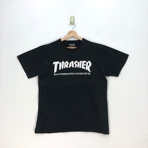 Vintage Thrasher T-Shirt Black Thrasher Magazine Skateboarding Tee Large Crew Neck Mark Gonzales Skateboard Shirt Size L
