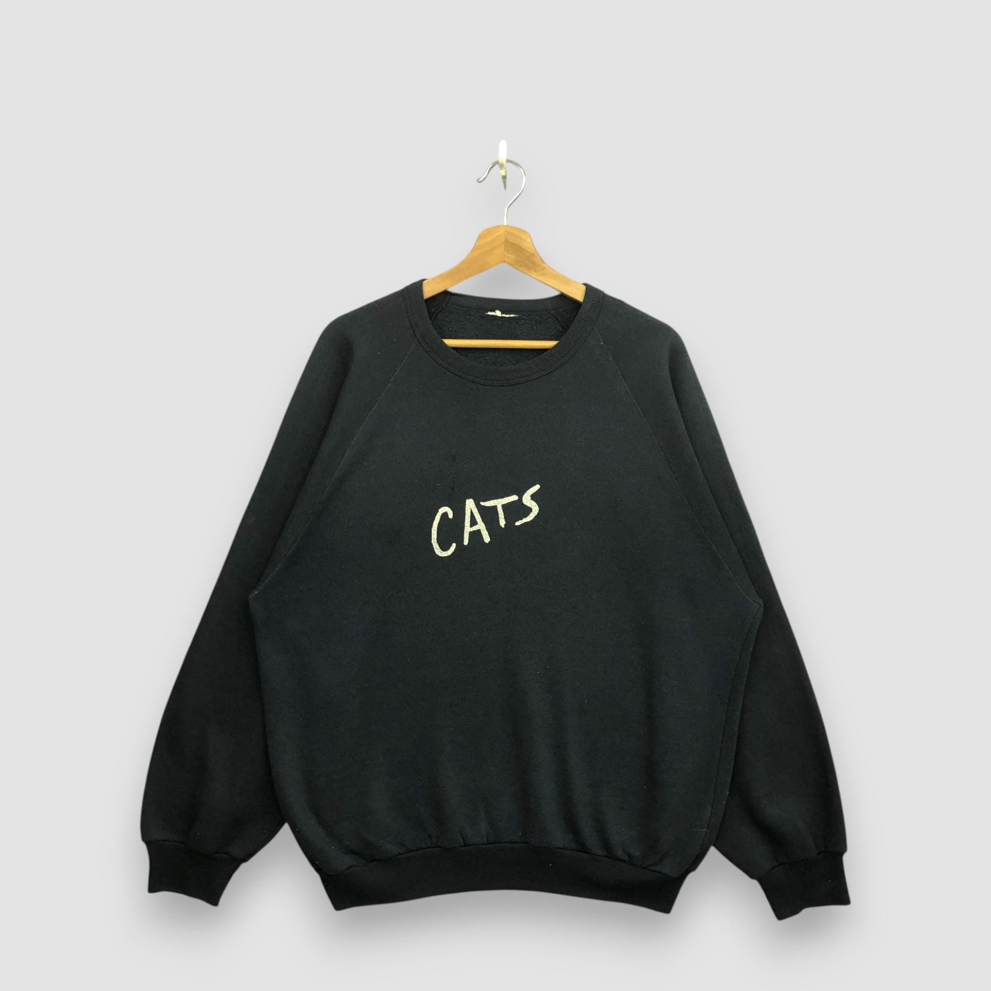 Vintage 80s Cats Musical Sweatshirt Large Black Cats Musical