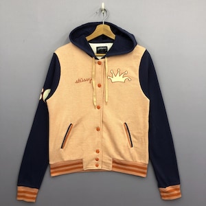 Vintage Stussy Crown Usa Button Up Varsity Sweater Large Stussy Authentic Skateboard Sweatshirt Skateboarding Streetwear Jacket Size L