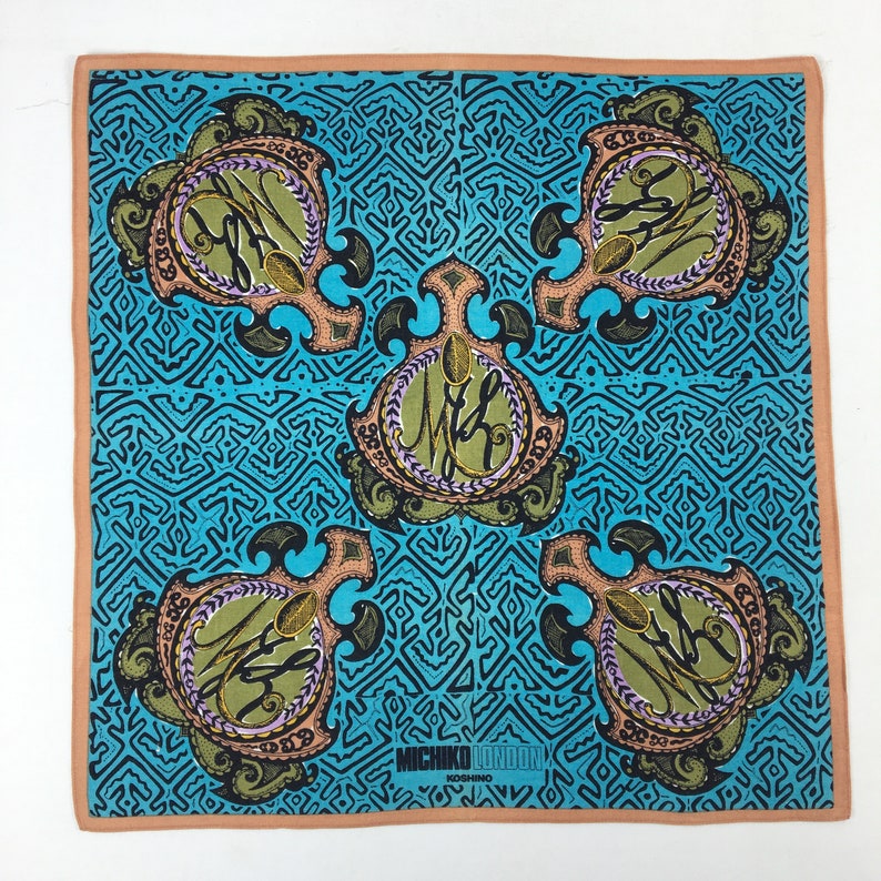 VINTAGE MICHIKO LONDON Handkerchief Authentic Hair Silk Bandana Luxury Pocket Square Accessories Face Mask Neckwear Summer Headband