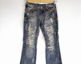 W31 Vintage Semantic Design Distressed Jeans 90s Womens Wide W31 Vintage Semantic Design Distressed Jeans 90s Womens Wide