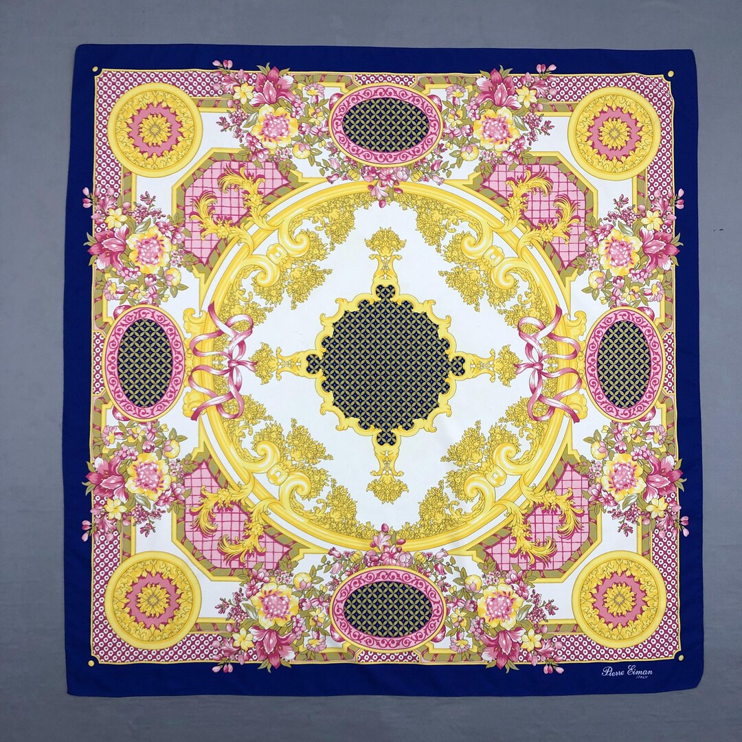 Carré Vintage Pierre Eiman Italy 34x34 Pouces - Imprimé Rayures Et Nœuds Marins, Multicolore, Occasion