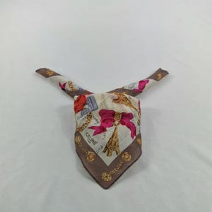 Vintage Celine Handkerchief, Celine Bandana Accessories, Celine Pocket Square, Celine Scarf, Celine Neck Scarf, Celine Babushka Scarf
