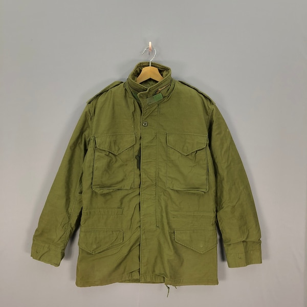 Vintage 80s Alpha Industries OG-107 abrigo chaqueta militar militar emitido clima frío hombre chaqueta de campo verde oliva chaqueta militar tamaño L